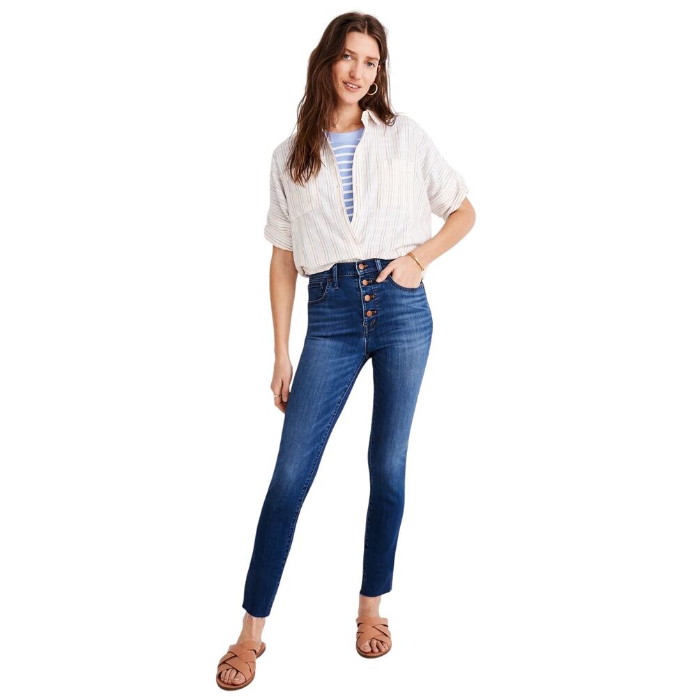 Madewell Petite 10" High-Rise Skinny Crop Jeans| Button-Front TENCEL™ Denim 27P - Picture 3 of 16
